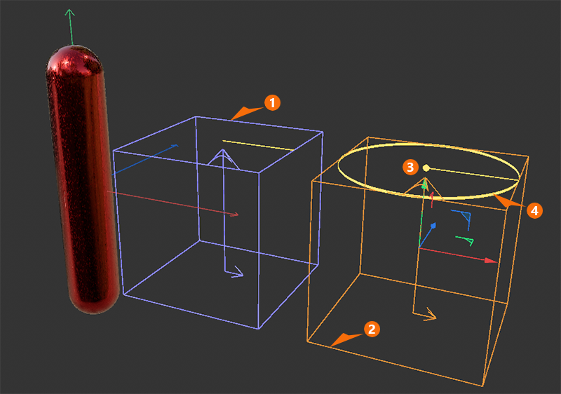 Comparing the visible appearance of a selected and an unselected Bend deformator.