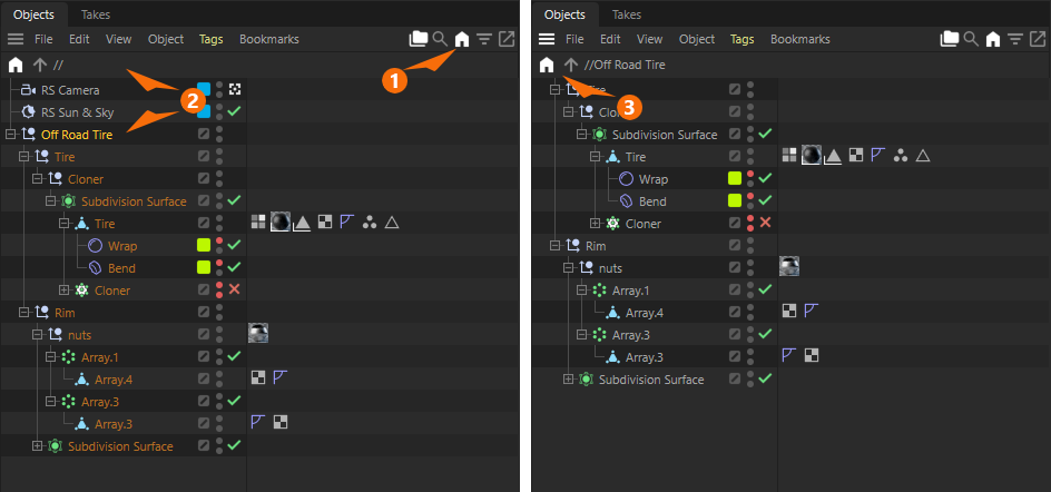 A screenshot of the Object Manager presenting its Root filter option.