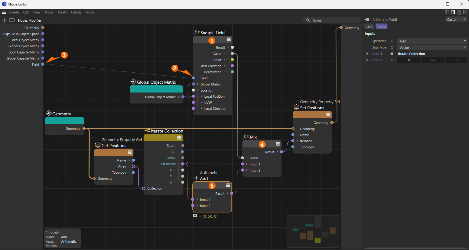 A Nodes Modifier using a Sample Field not to vary the calculation.