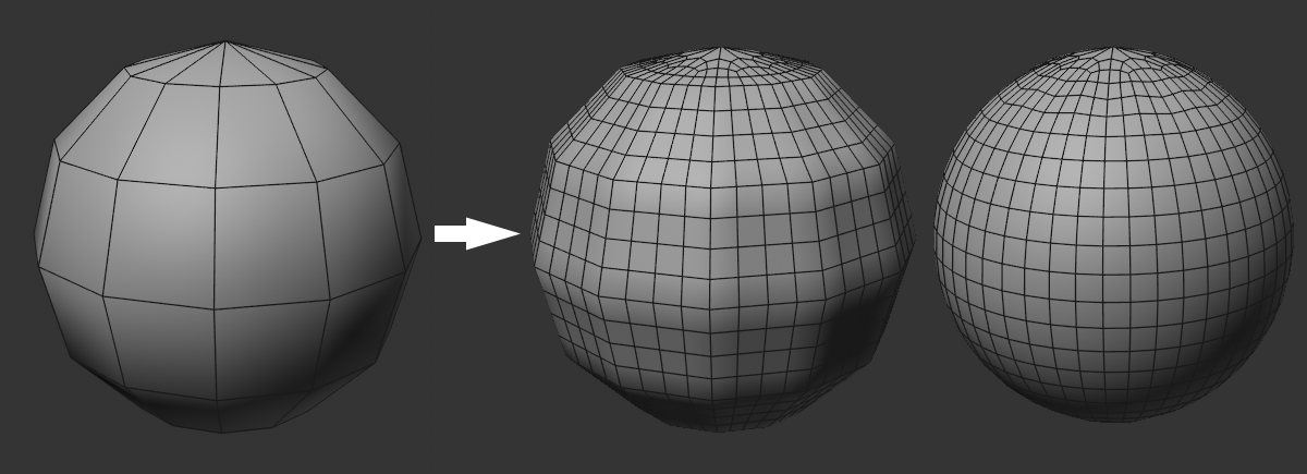 When smoothly subdividing a sphere, an angle limit can preserve edges.