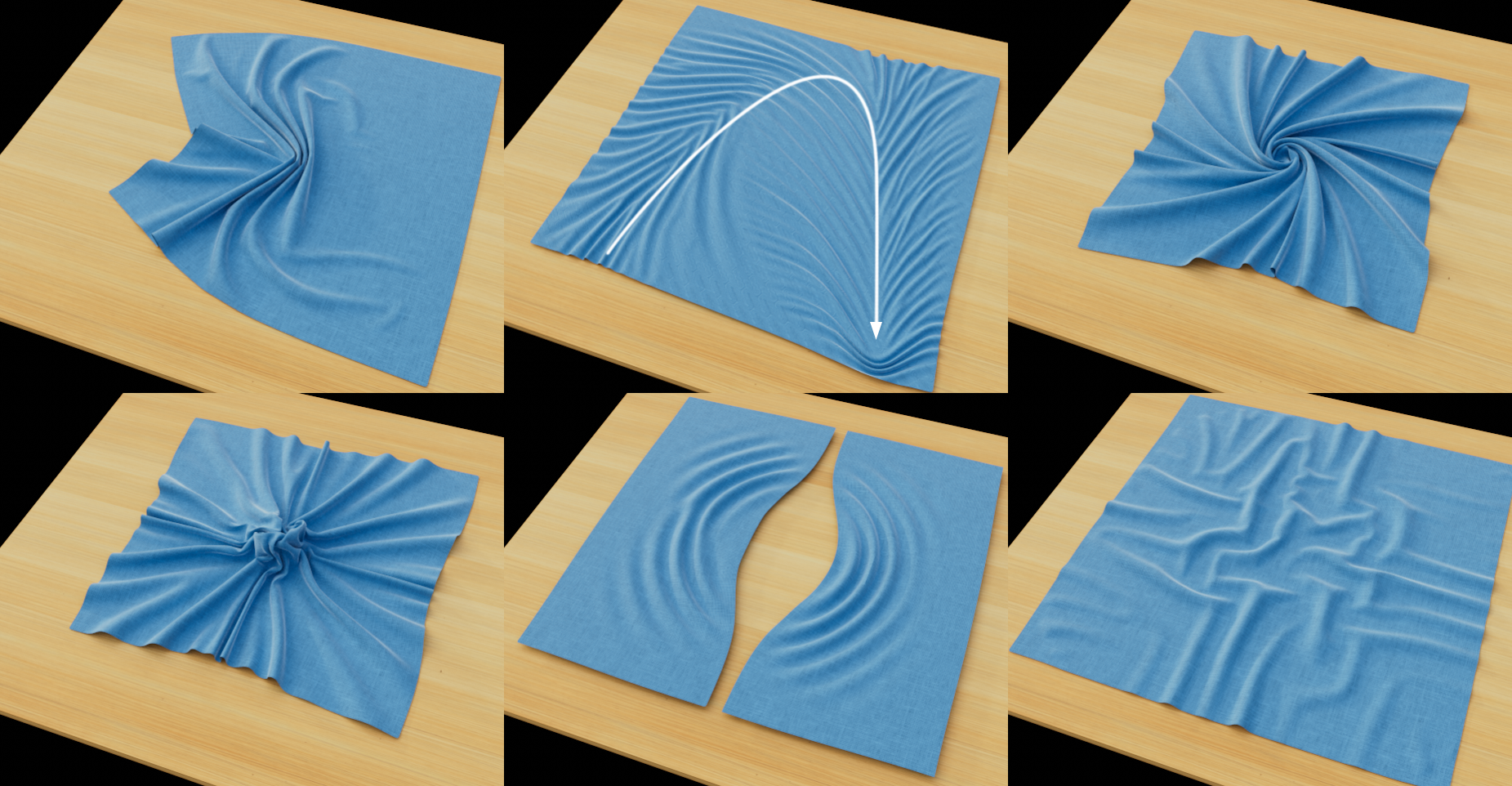 A blue cloth is used to demonstrate how the different brush modes work.
