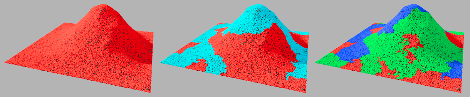 Highlighting cluster cells for different count thresholds on a landscape.