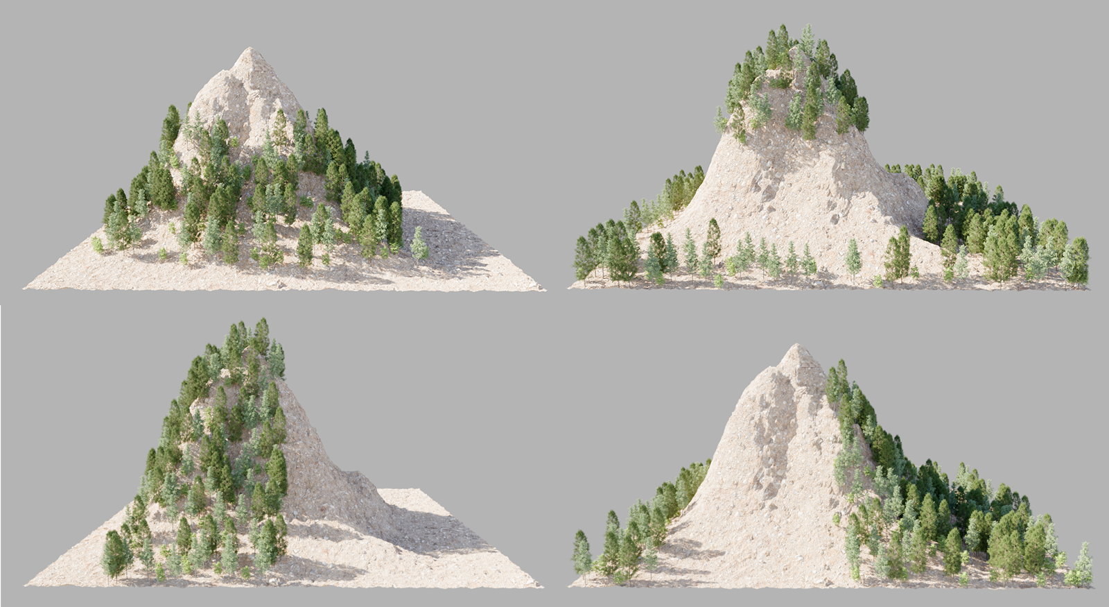 An example of a landscape in which vegetation can grow only within a specific elevation range, or in which only that elevation range remains free of placed trees and shrubs.