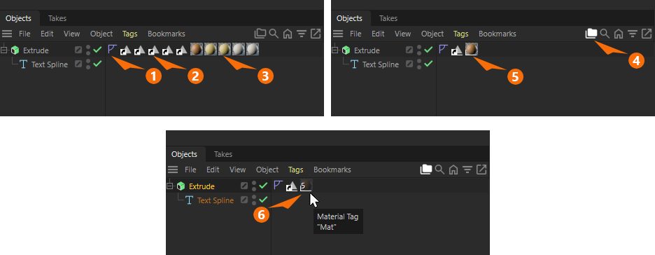 Screenshots demonstrating the automatic grouping of tags in the Object Manager.