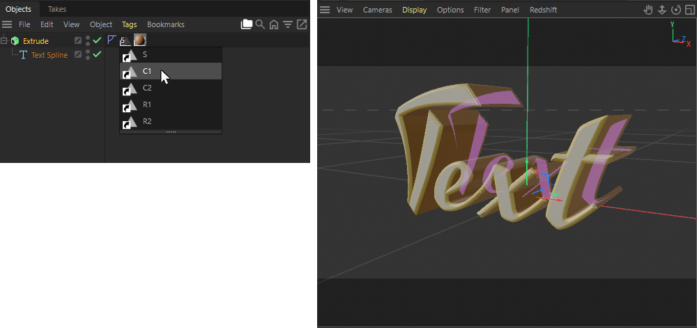 Example about the highlight feature, previewing tag data in the viewport by hovering over the tag in a tag group.