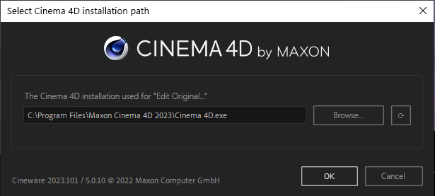 Specifies the Cinema 4D version you want to use to edit scenes with Cineware.
