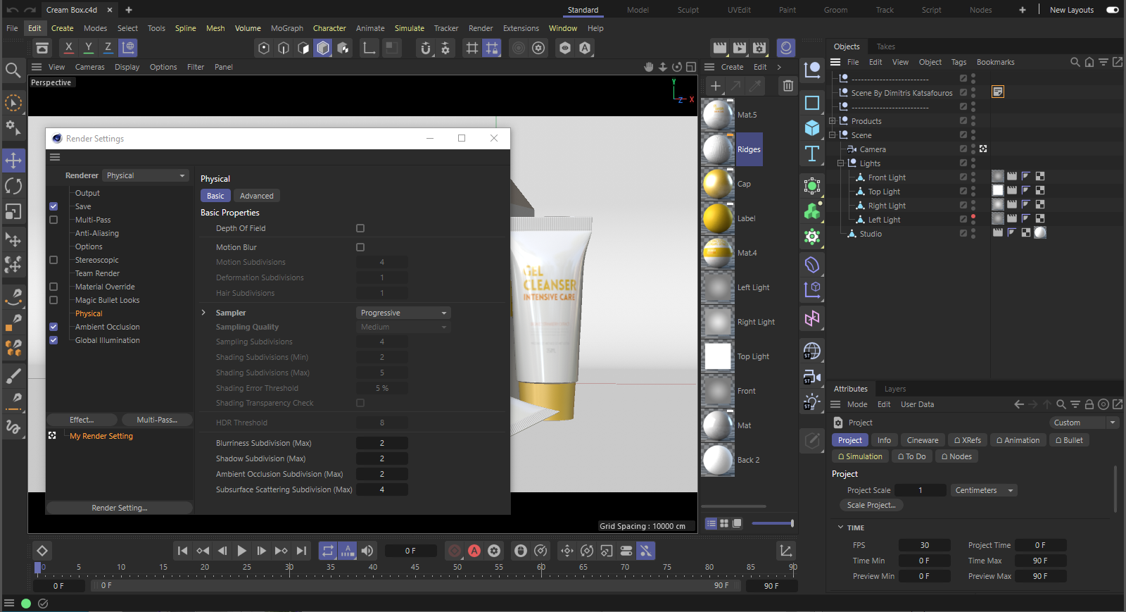 After opening the project, you should first take a look at the render presets.