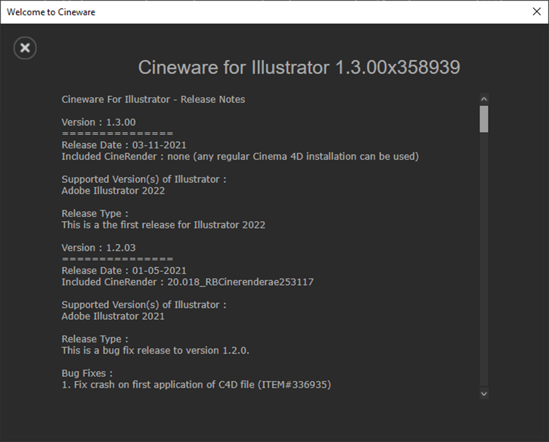 Release Notes for Cineware.
