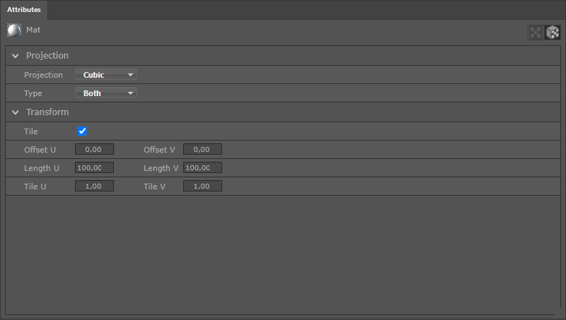 Projection parameters.