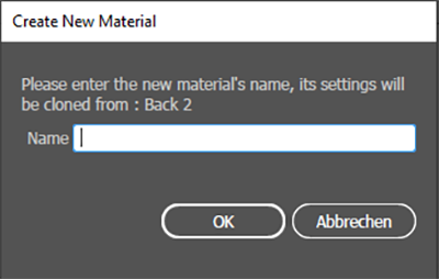 Dialog when creating a material copy