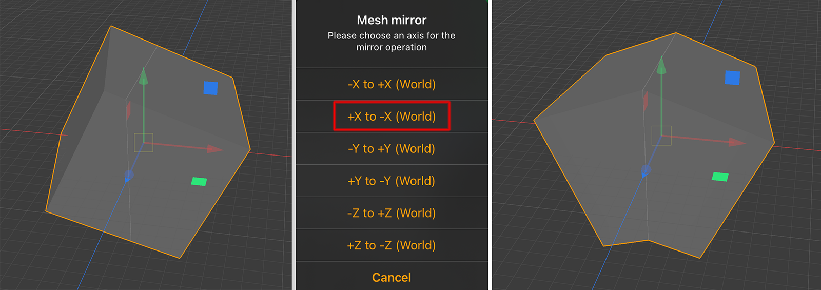 コレクション mesh options メッシュオプション x mirror xミラー