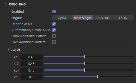 Filters used to post-process the rendered image of the illuminated