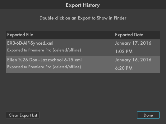 Export History
