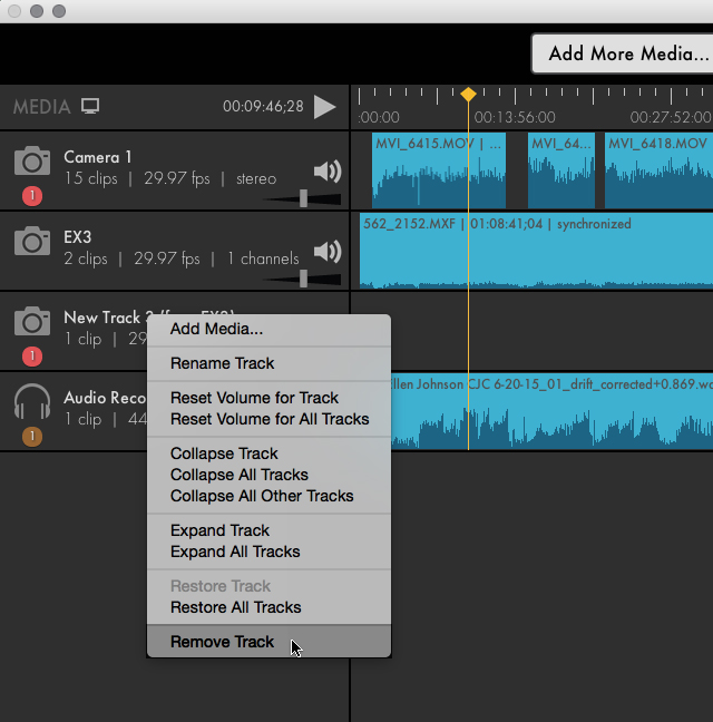 Remove Track menu