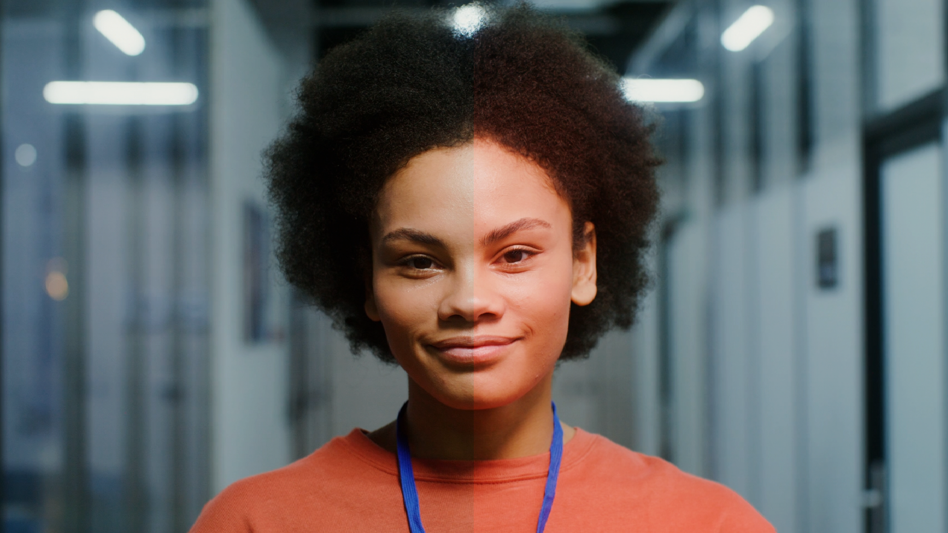 Footage before (left) and after (right) adding a red Scene Light point light