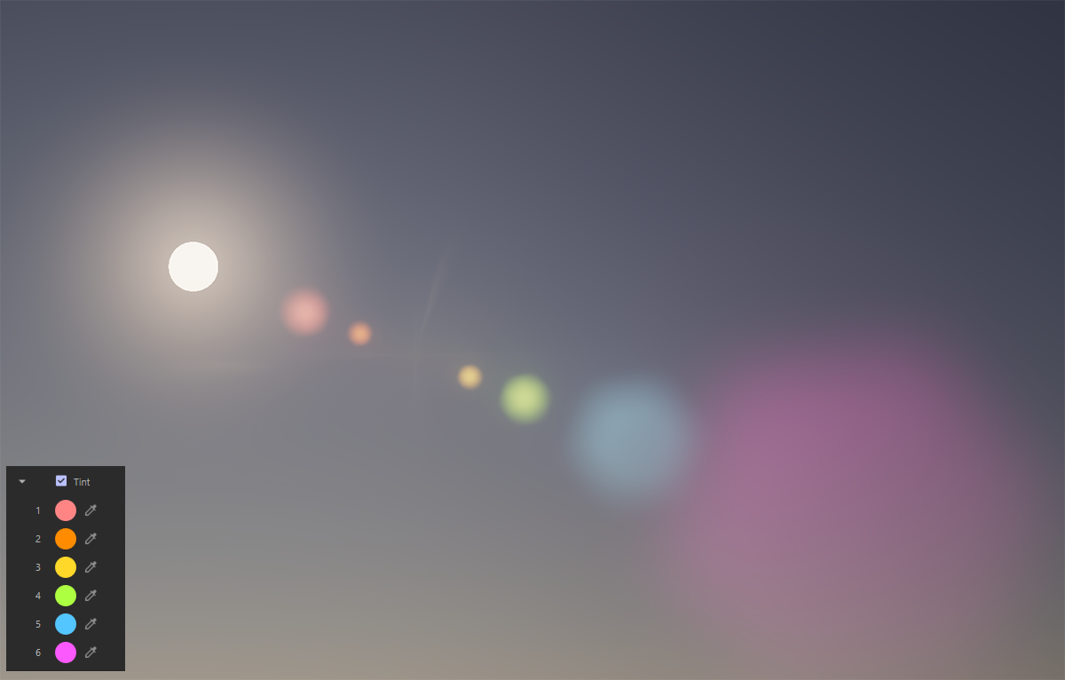 Individual coloring of sun flares.