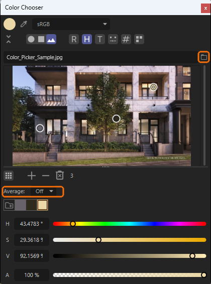Using the 'From Picture' mode allows to sample colors from a loaded bitmap image.