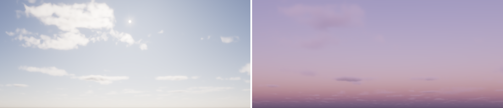 The position of the sun not only changes the color of the sun and the sky, but also the appearance of clouds.