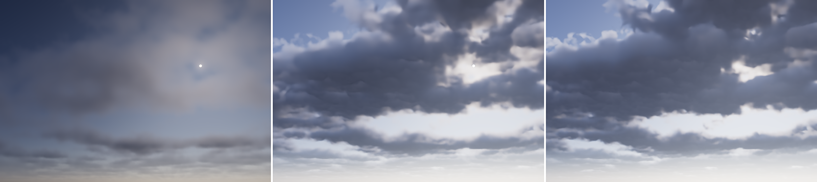 With 'Density' the same clouds can appear like fog or like thick rain clouds.