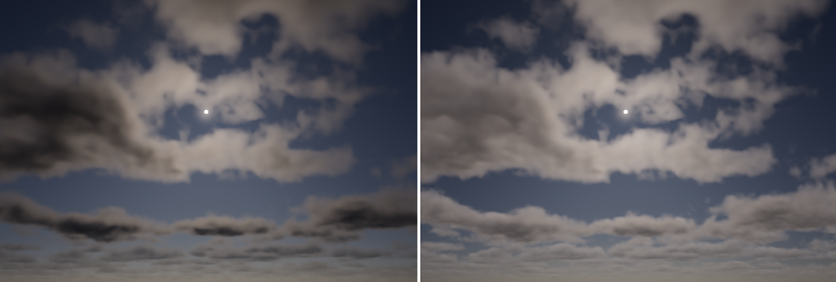 The 'Ambient' value adjust the indirect sunlight that hits the clouds from below.