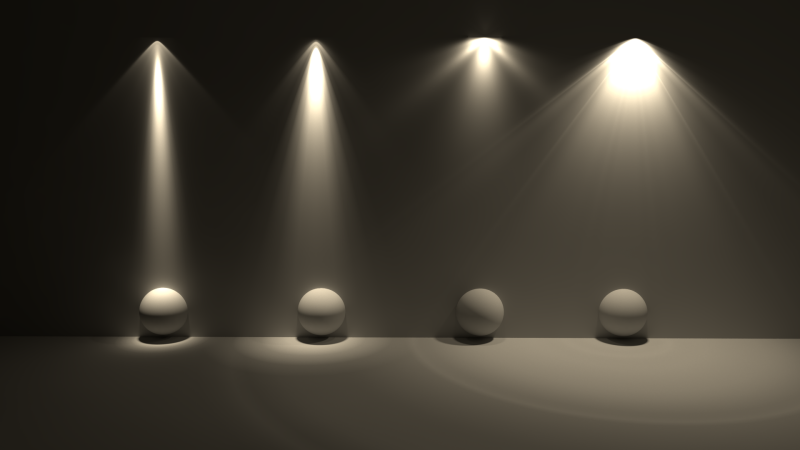 Comparing photometric lights with different IES files loaded.