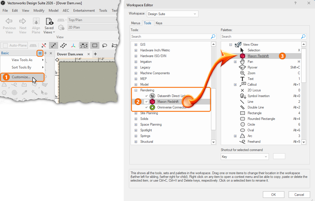 Activation process for Maxon Redshift in your workspace.