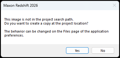 While loading external files, they can be used as an sbsolute reference or a copy can be created in the project folder.
