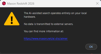 Using AI search for assets in the Library Browser, all calculation is just done on your local machine.
