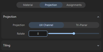 These are the Projection settings for selected materials.