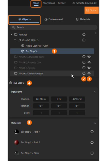 Highlighting the most important elements of the Objects List.