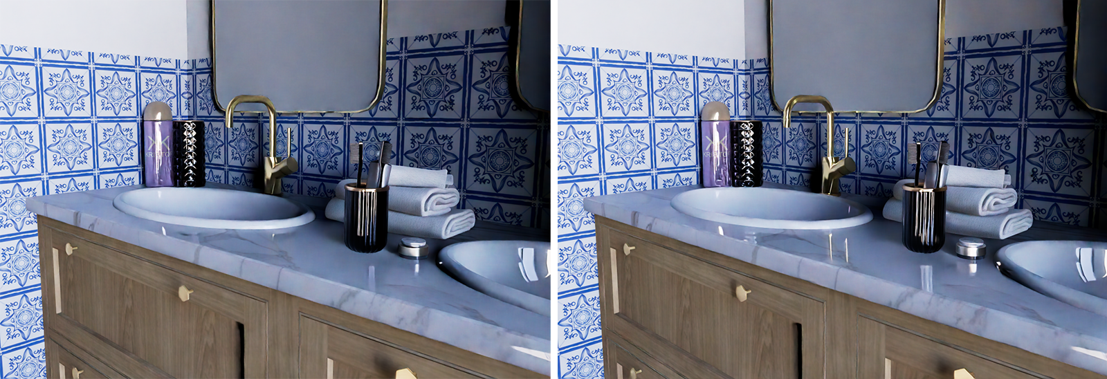 Comparing the render results of different 'Reflection' trace depth values for viewport rendering.