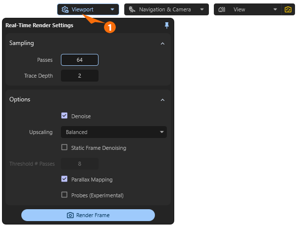The render quality for the viewport can be configured independently from the final render quality.