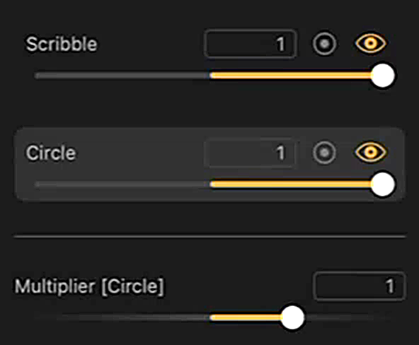 The Multiplier slider, named after the selected layer