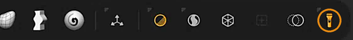 The flashlight icon at the right end of the Bottom Toolbar