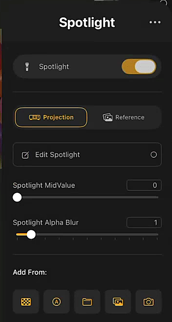 The Spotlight menu, opened by long-pressing the Spotlight icon