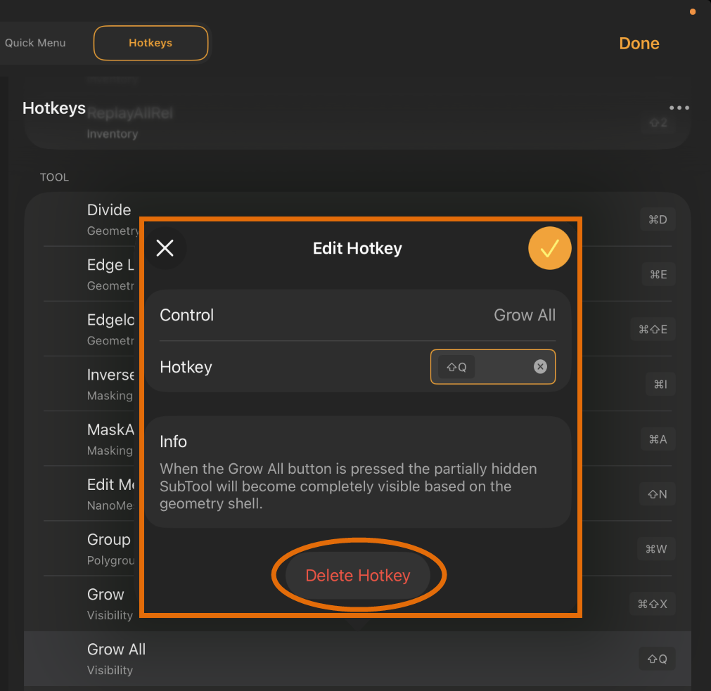 The Add User Hotkey dialog lets users ascribe any hotkey combination to a given UI element.