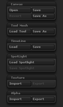 File palette sub-palettes