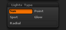 Light > Lights Type sub-palette
