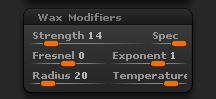 Material > Wax Modifiers sub-palette