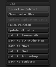 Preferences > GoZ sub-palette