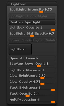 Preferences > LightBox sub-palette
