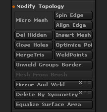 Tool>Geometry>Modify Topology section