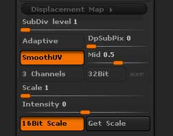 Displacement map options