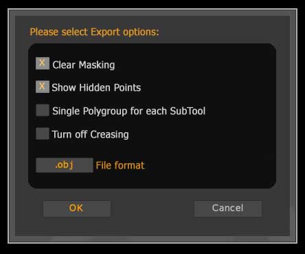 The Export options
