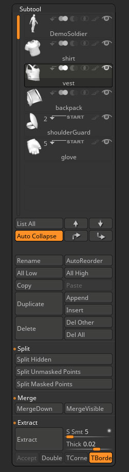 The Subtool sub-palette