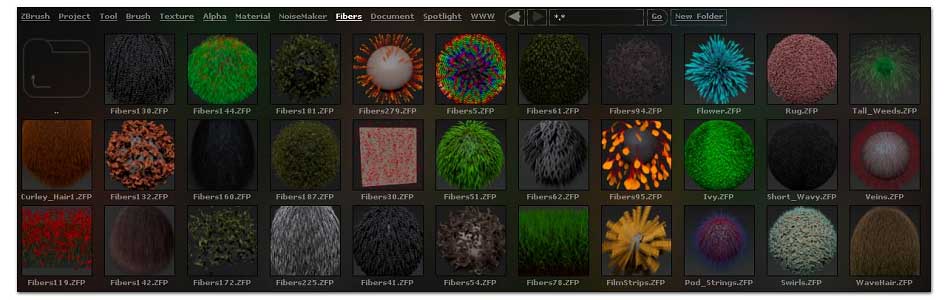 The FiberMesh presets in LightBox
