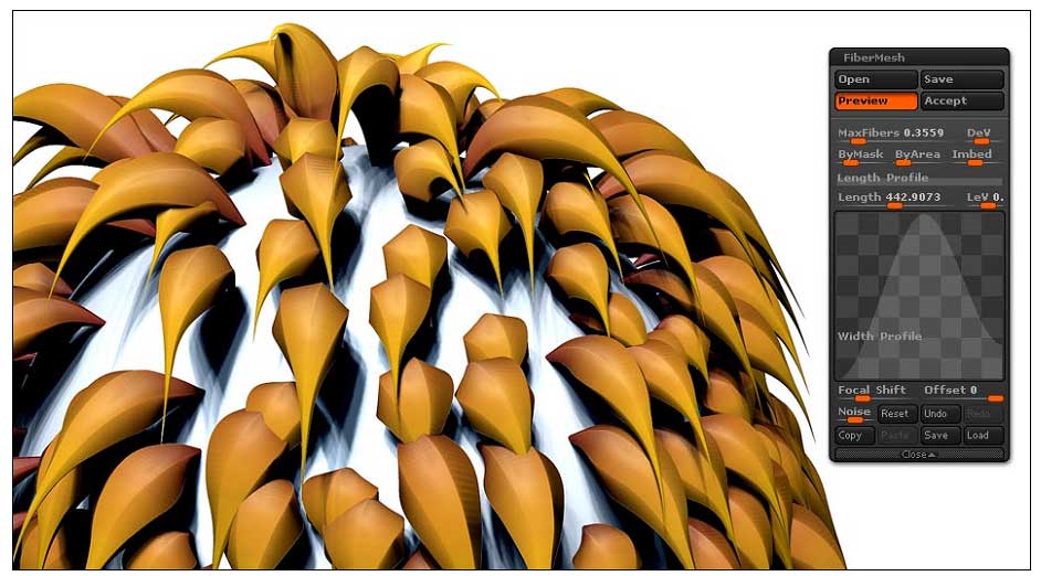 An example of how Width Curve affects Fibers