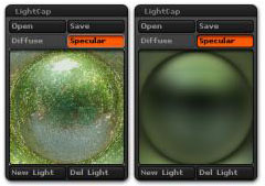 On the left, a Specular created with the Reflect mode on and on the right, with the Reflect mode off