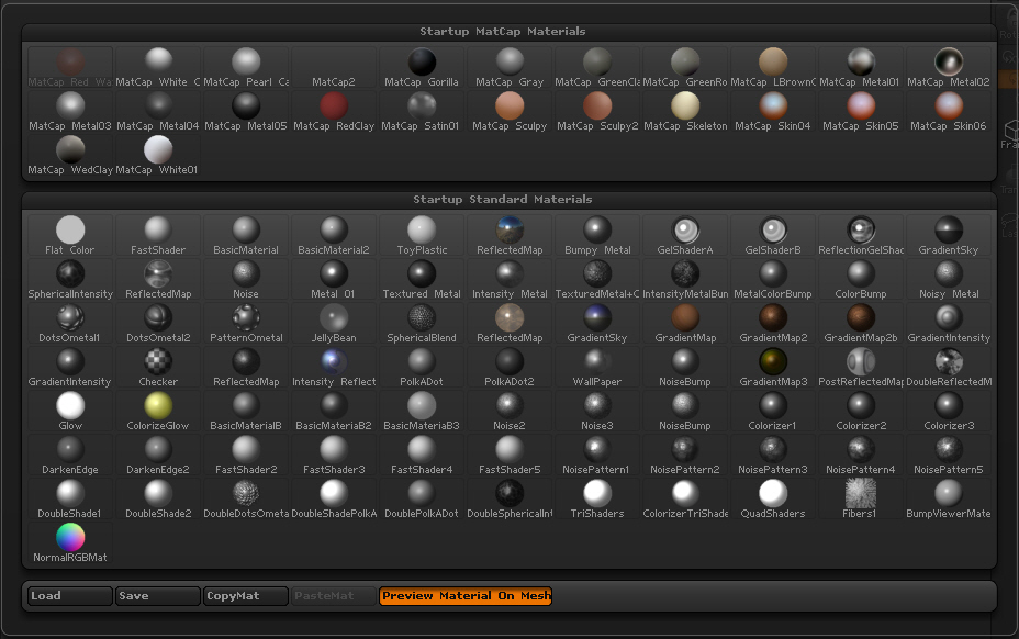 Materials Quick Palette