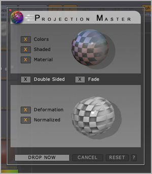 Projection Master dialog